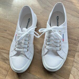 Superga Cotu Sneakers, White w/ Gold, Size 41 (US 8)